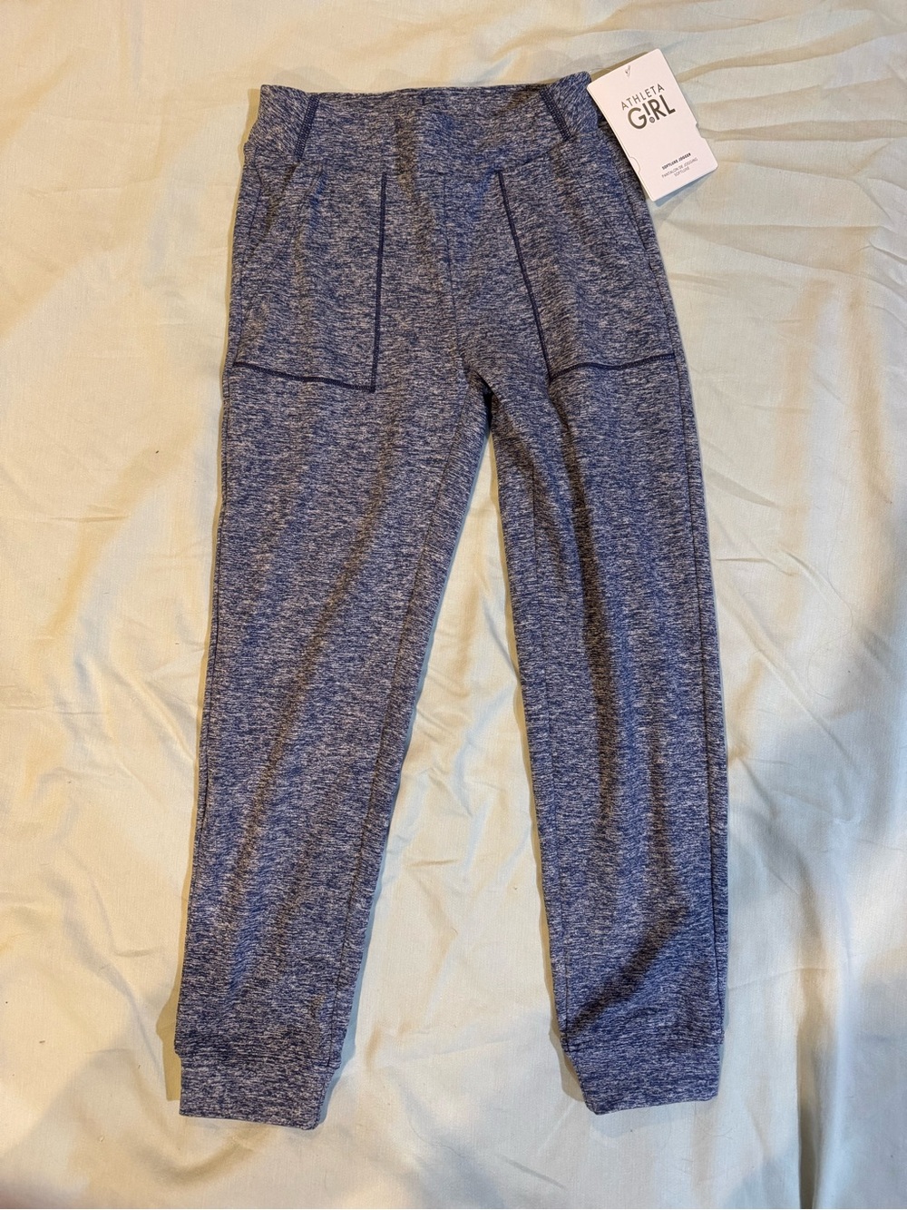 NWT Athleta Girl’s 7 Heather Slate Blue Kids Joggers